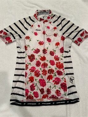 Womens Pink/Red Floral Cycling Jersey